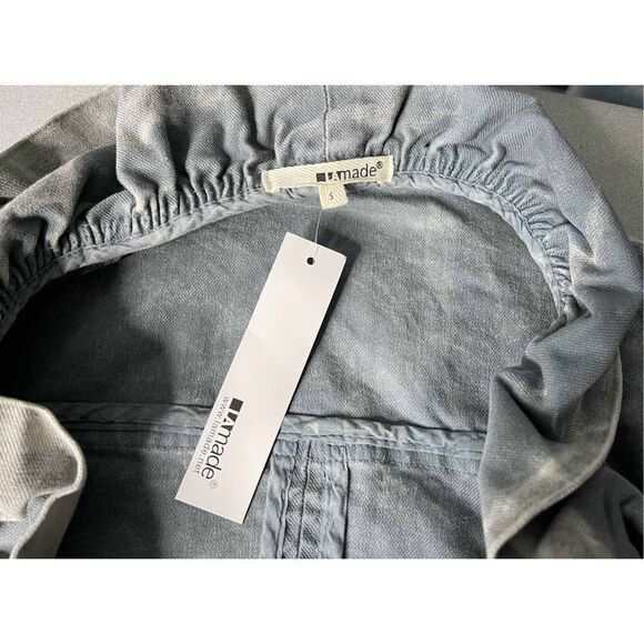 Lamade Ruffle Detail Denim Jean Jacket Light Blue Wash Size S NEW With Tags - Picture 4 of 5